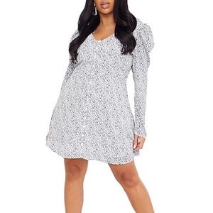 NWT Missguided Plus Puff Sleeve Button Down Dress